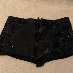 Free people black denim skirt